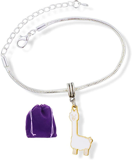 Llama Gifts | Llama Jewelry for Girls is Hypoallergenic Stainless Steel Snake Chain Charm Bracelet with Removable Charm that can be used as a Llama Necklace or Llama Bracelet or Llama Gifts for Girls