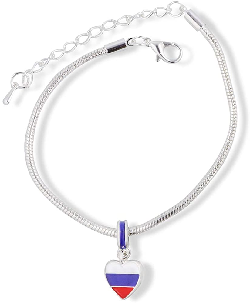 Emerald Park Jewelry Russia Flag Snake Chain Charm Bracelet