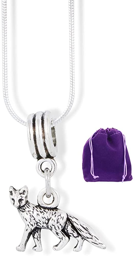 Emerald Park Jewelry Fox Small One Sided Charm Snake Chain Necklace
