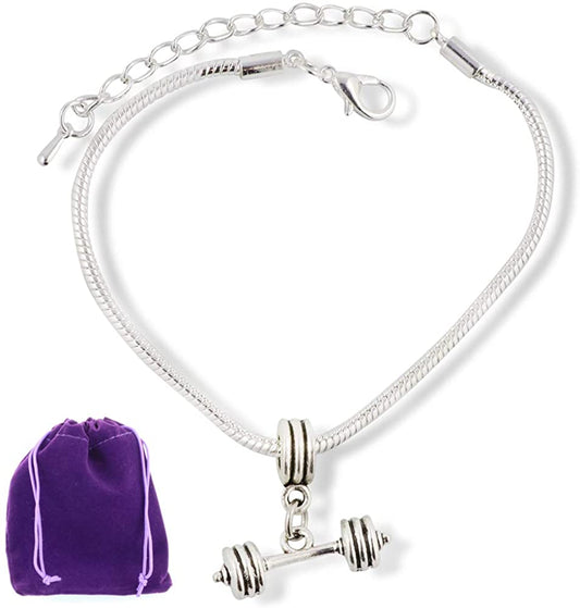 Dumbbell Bracelet | Jewelry Jewlry Barbell Fitness Charm Accessories Stuff Gift for Men Women Decor Strength Weight Lifting Bodybuilding Gym Wear Dumbbell Gift