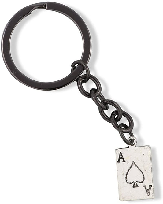 Ace of Spades Keychain Gift for Kids Women Men Girls and Boys Jewelry Playing Card Poker and Game Accessories