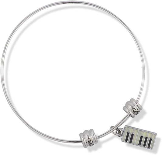 Keyboard Black and White Fancy Charm Bangle