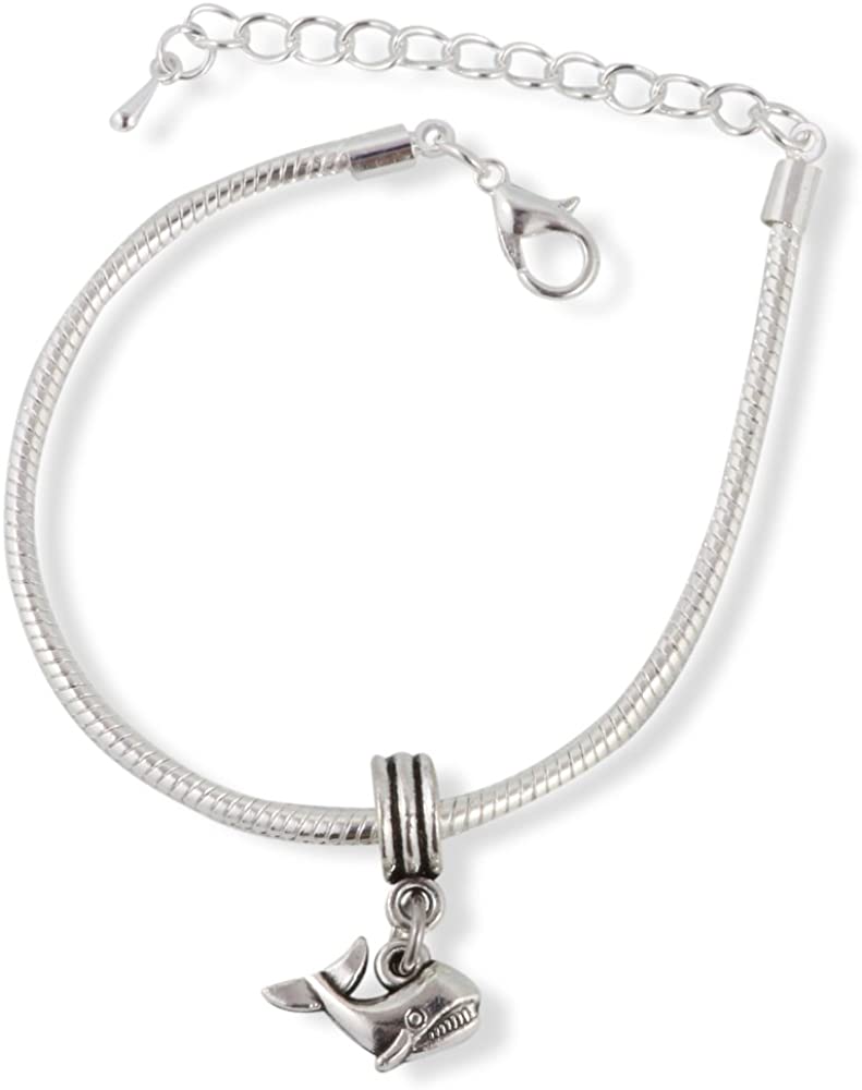 Emerald Park Jewelry Small Whale Showing Teeth Snake Chain Charm Bracelet