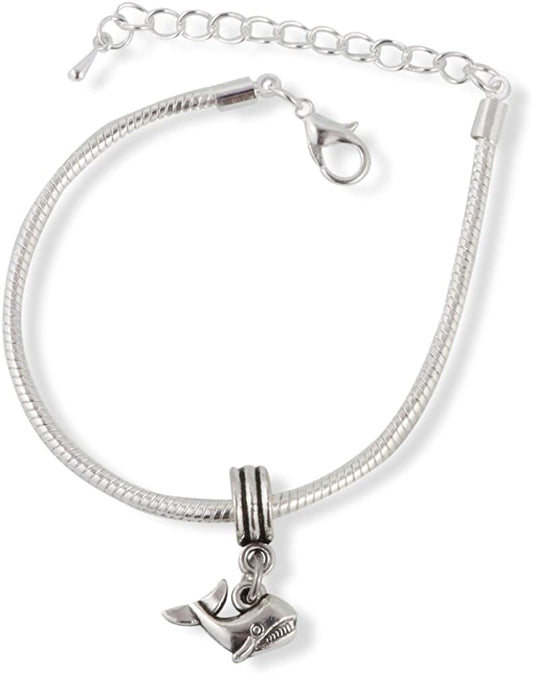 Emerald Park Jewelry Small Whale Showing Teeth Snake Chain Charm Bracelet