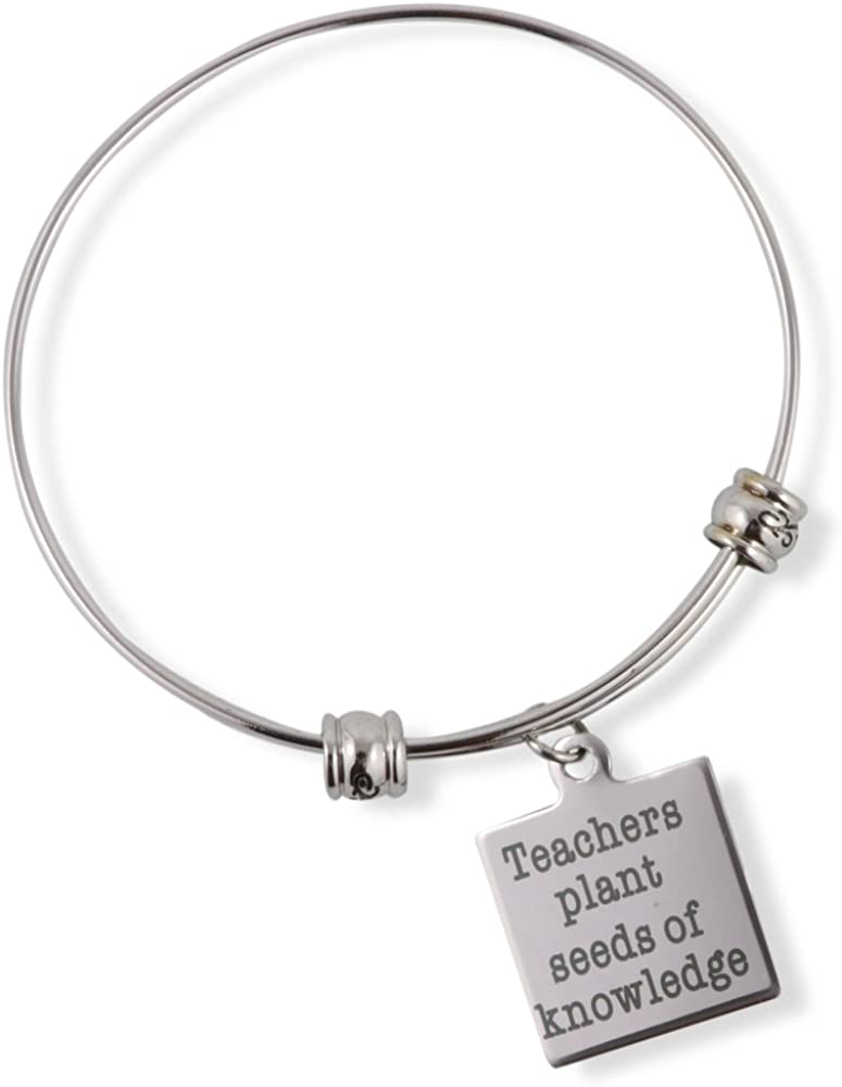 Emerald Park Jewelry Teachers Plant Seeds of Knowledge Charm Fancy Bangle
