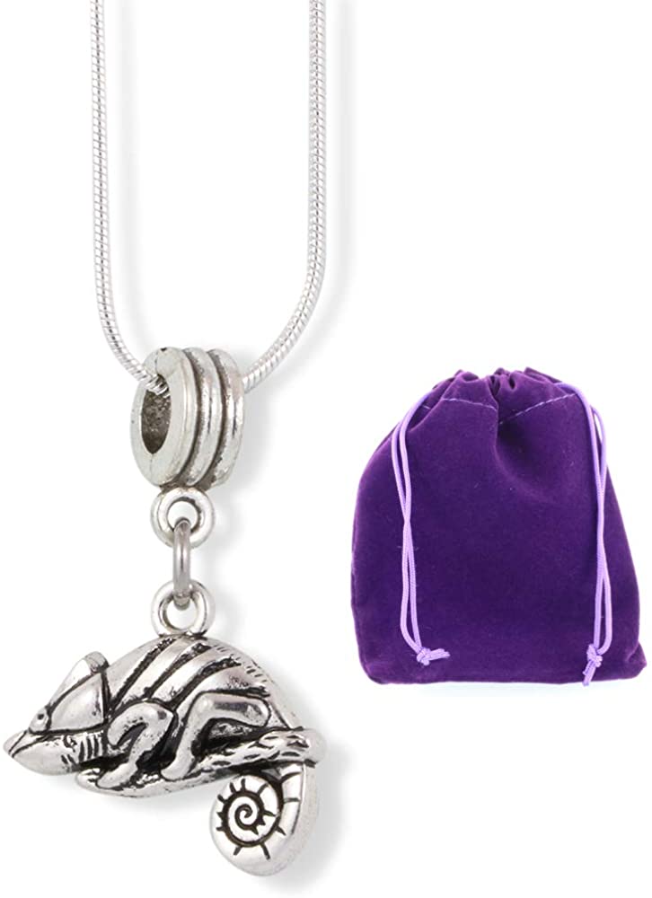 Chameleon Necklace | Chameleon Lizard Charm Snake Chain Pendant