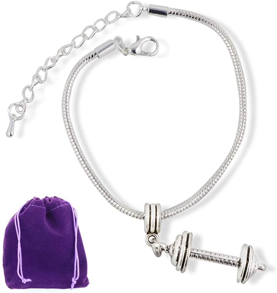 Dumbbell Bracelet Jewelry Jewlry Barbell Fitness Charm Accessories Stuff Gift for Men Women Decor Strength Weight Lifting Bodybuilding Gym Wear Dumbbell Gifts Large Straight Dumbbell