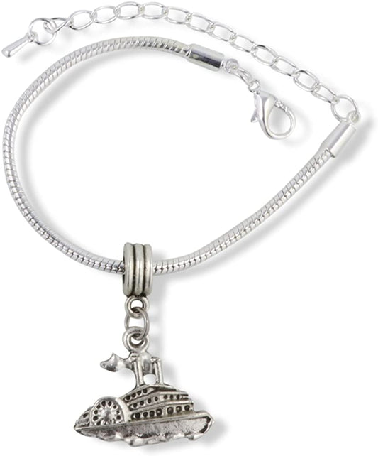 River Steamboat Snake Chain Charm Bracelet