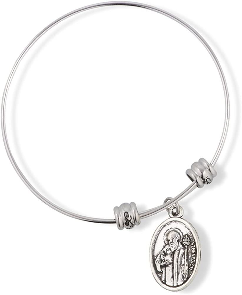 EPJ Catholic Gifts Saint St Benedict Medal San Benito Religious Jewelry Bracelet Bangle for Women Bracelet Bangle Charm Gifts Catholic Bracelet Bangle for Women Men Boys and Girls