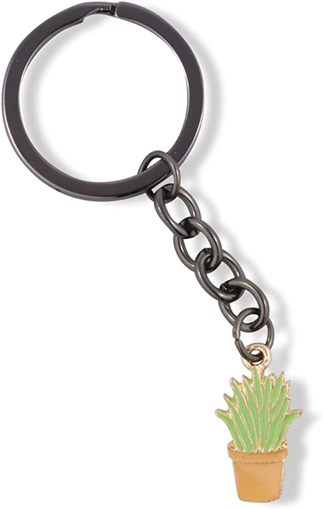 Aloe Vera Cactus Keychain | Succulent in Tan Pot Charm