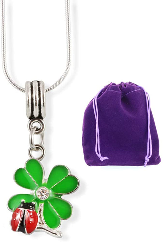 Ladybug Necklace | Ladybug Jewelry for Women Four Leaf Clover Snake Chain Necklace Gift for Women and Men Good Luck Charm