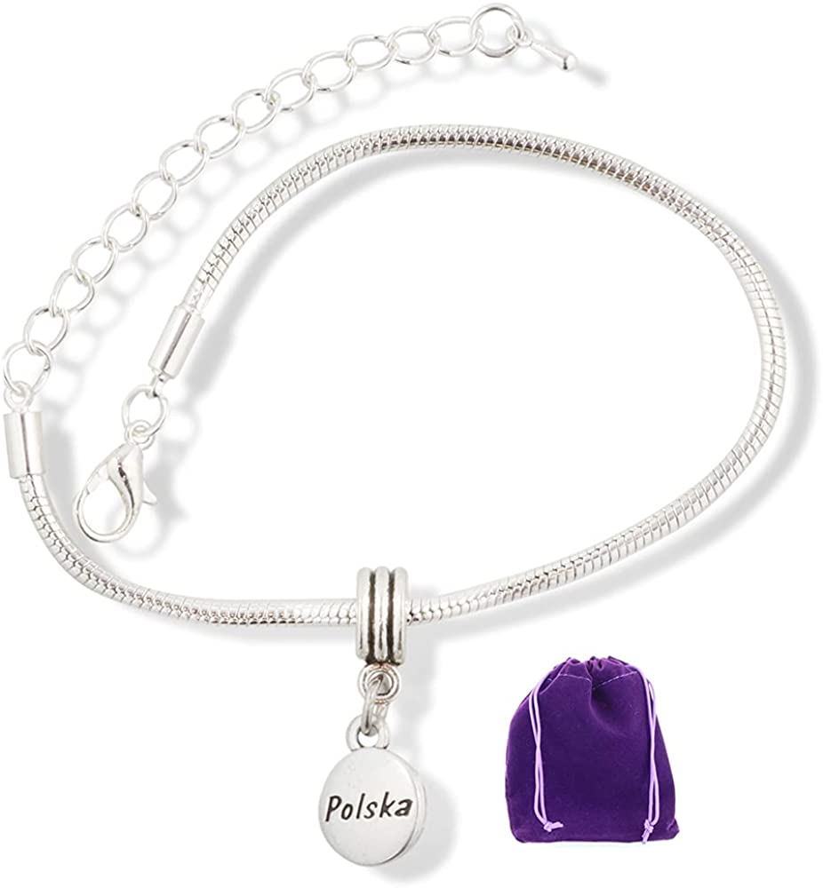 EPJ Polska Bracelet | Poland Stainless Steel Snake Chain Charm Bracelet