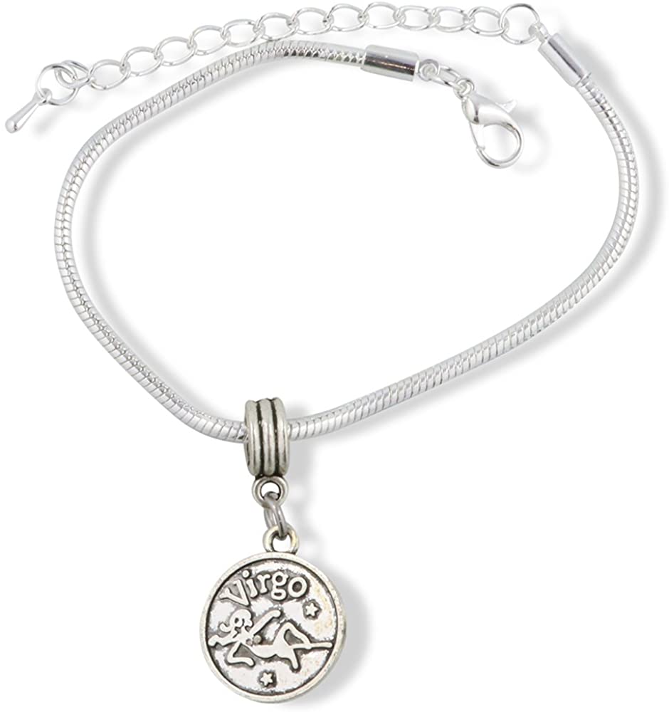 Virgo Astrology Sign Snake Chain Charm Bracelet