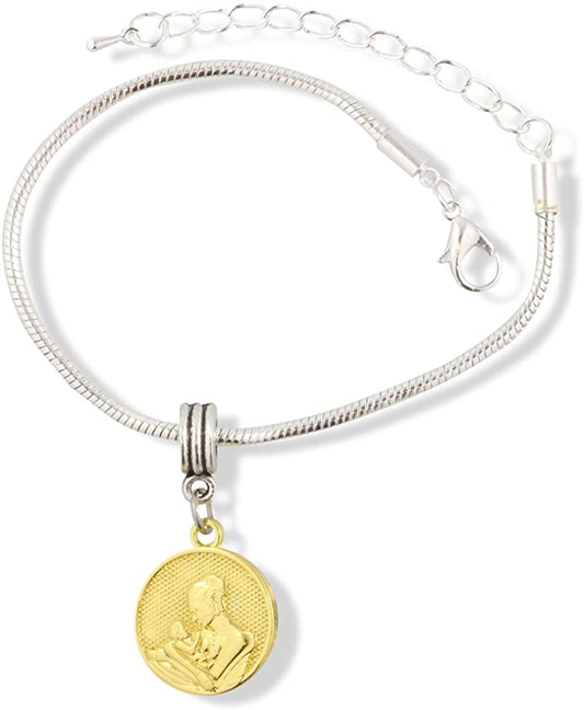 EPJ Mother and Child on Gold Coloured Charm Snake Chain Charm Bracelet
