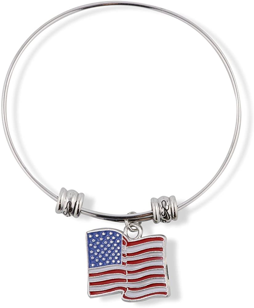 American Flag Large Fancy Charm Bangle