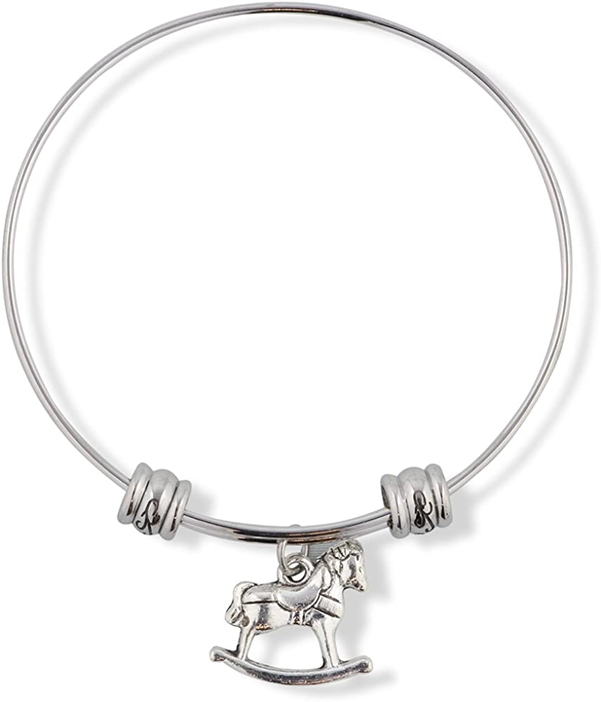 Emerald Park Jewelry Rocking Horse Realistic Fancy Charm Bangle