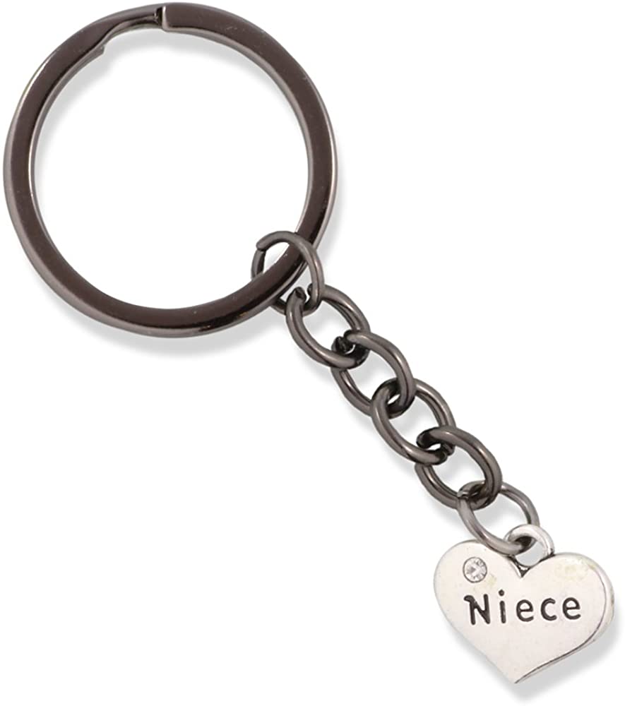 EPJ Niece on a Heart with Rhinestone Charm Keychain