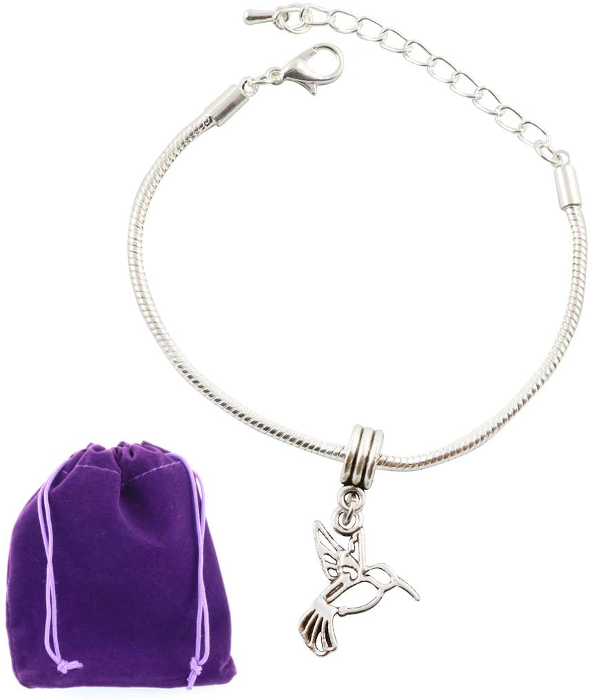 Emerald Park Jewelry Hummingbird Bracelet | Geometric Snake Chain Charm Bracelet