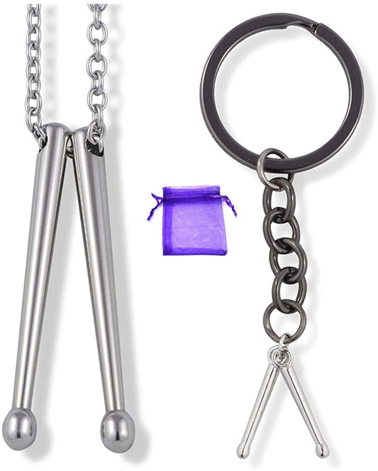Drummer Necklace and Keychain | 100% Stainless Steel Drummer Gifts for Men a Great Drumline Necklace and Drum Major Charm makes Great Drummer Jewelry for Men and Women or Percussion Necklace for Men