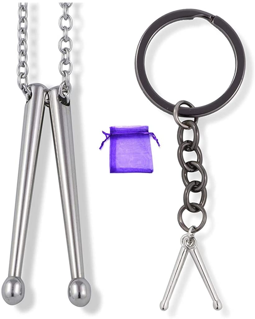Drummer Necklace and Keychain | 100% Stainless Steel Drummer Gifts for Men a Great Drumline Necklace and Drum Major Charm makes Great Drummer Jewelry for Men and Women or Percussion Necklace for Men