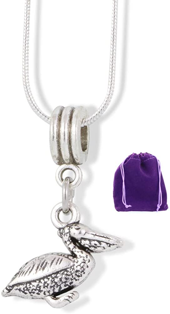 Pelican Bird Charm Snake Chain Necklace