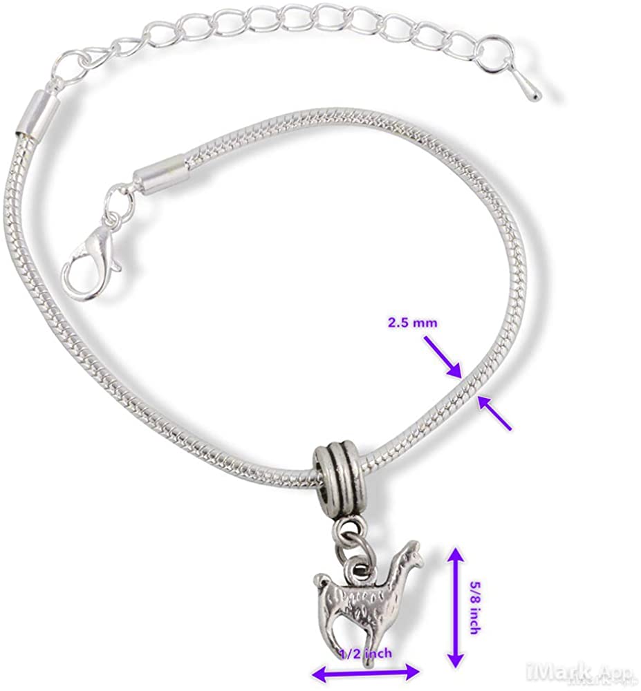 Llama Bracelet | Silver Plated Snake Chain Charm Bracelet Great Llama Charms for Bracelets and Alpaca Jewelry Gift for Women and Perfect Llama Jewelry Gifts for Llama Lovers