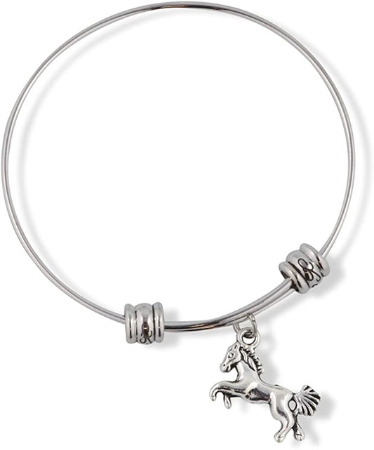 Emerald Park Jewelry Horse on Hind Legs with Bushy Tail Fancy Charm Bangle