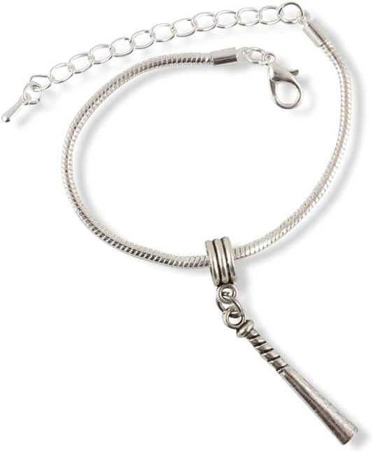 Emerald Park Jewelry Baseball Bat Snake Chain Charm Bracelet