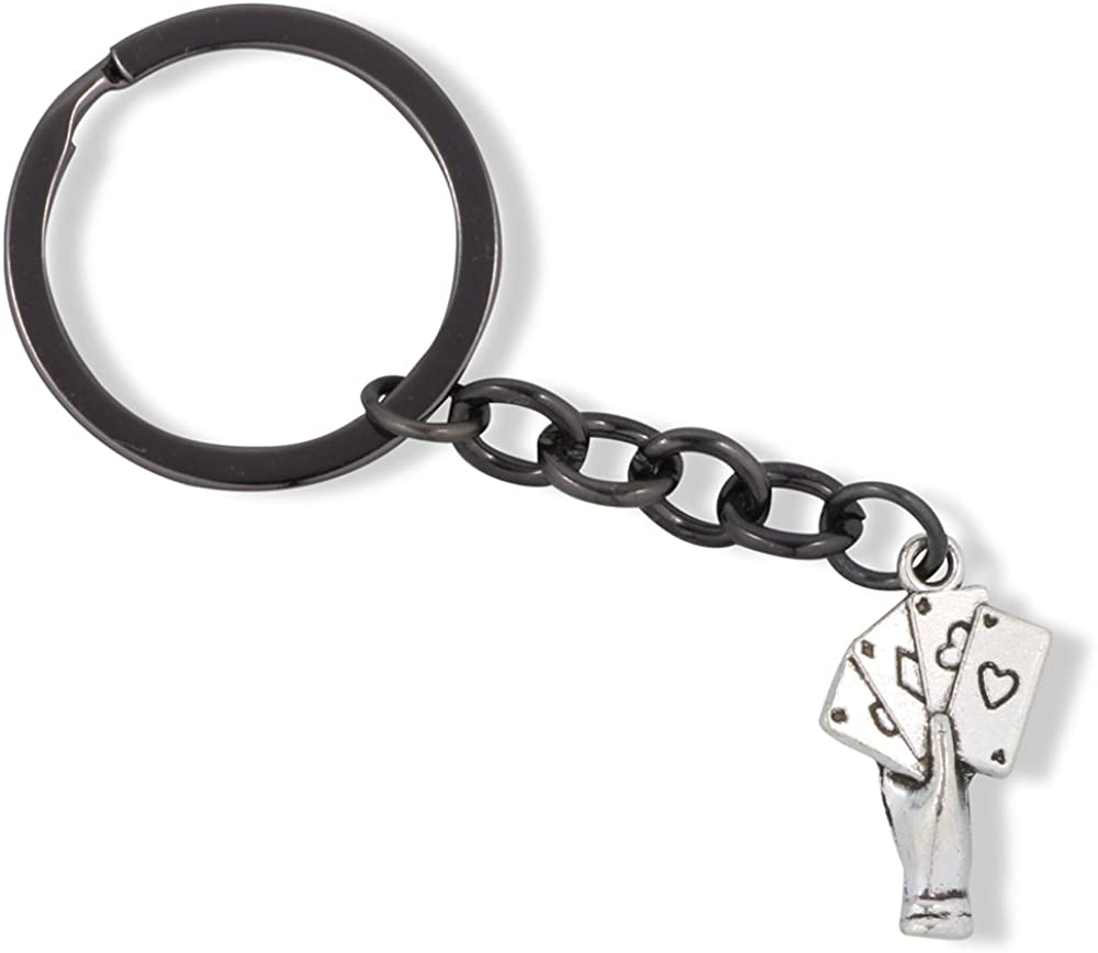 Emerald Park Jewelry Hand with Four Playing Cards Charm Keychain