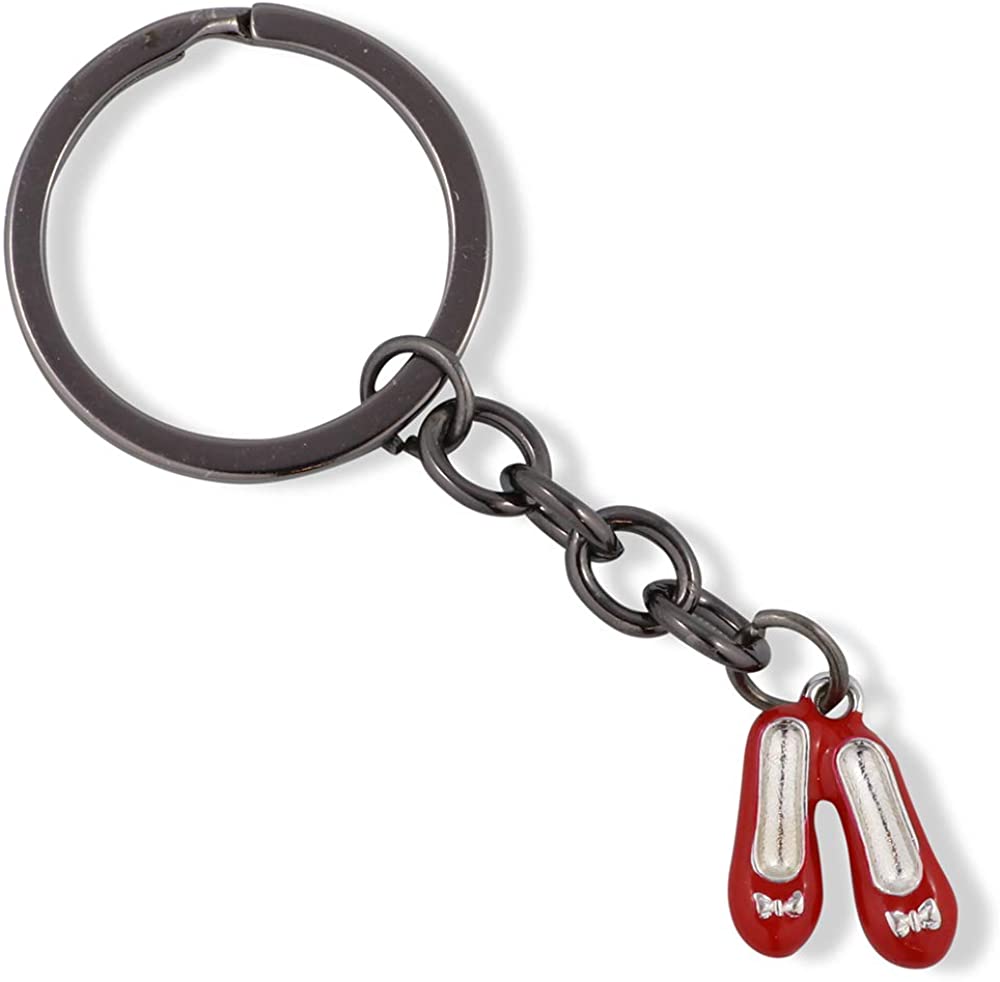 Wizard of Oz Bracelet and Keychain | Dorothy Ruby Red Slippers Charm Snake Chain Necklace Bundled with Ruby Red Slippers Shoes Charm Keychain