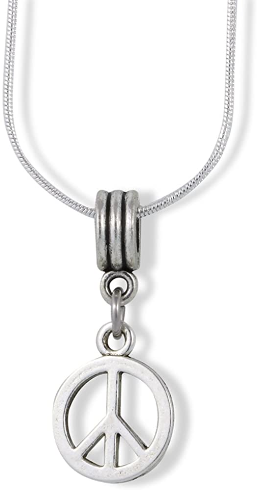 Emerald Park Jewelry Peace Outline Charm Snake Chain Necklace