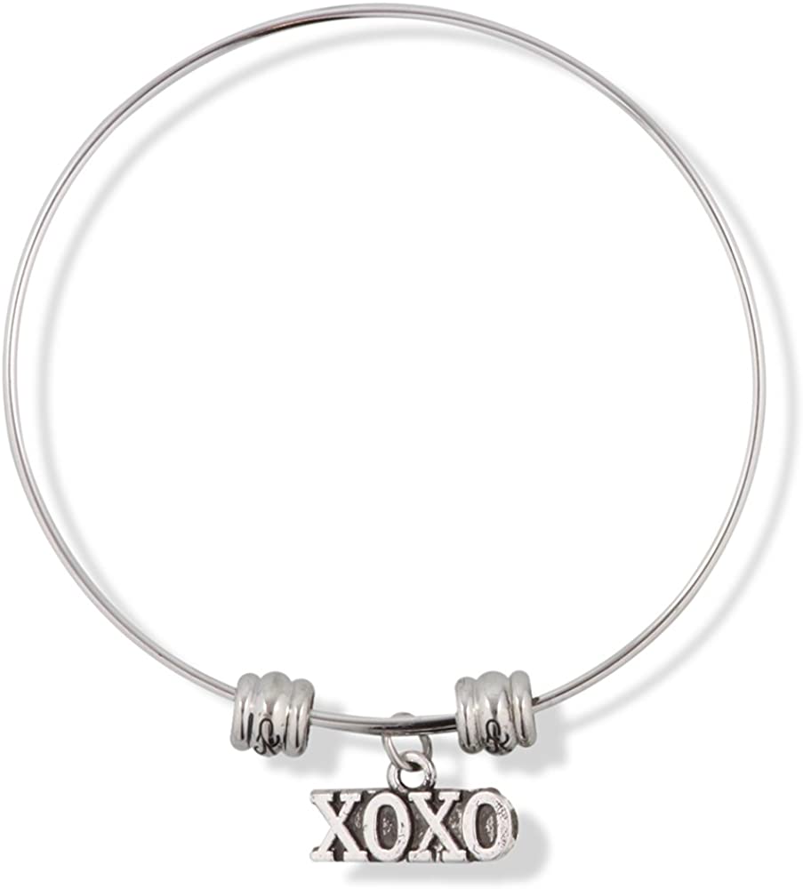 XOXO Kiss Hug Text Fancy Charm Bangle