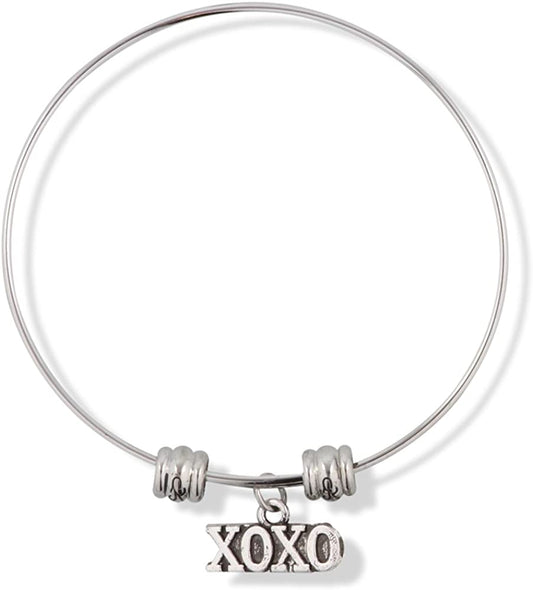 XOXO Kiss Hug Text Fancy Charm Bangle