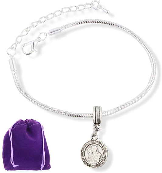 Saint Anthony Bracelet | Guide my Way Stainless Steel Snake Chain Charm Bracelet