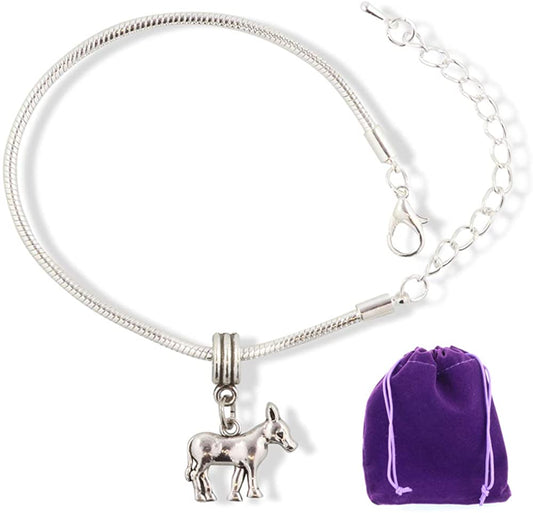 Donkey Jewelry | Stainless Steel Snake Chain Charm Bracelet