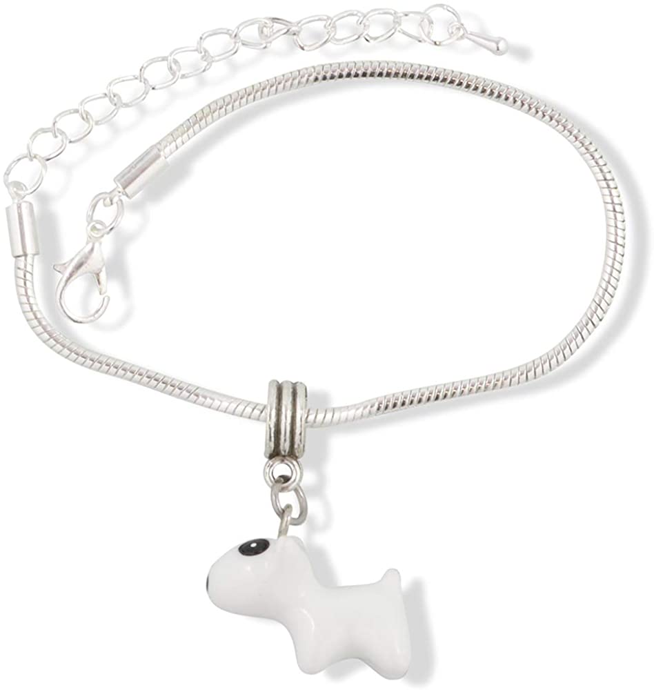 Small White Dog with Black Patch Dot on Eye Bracelet