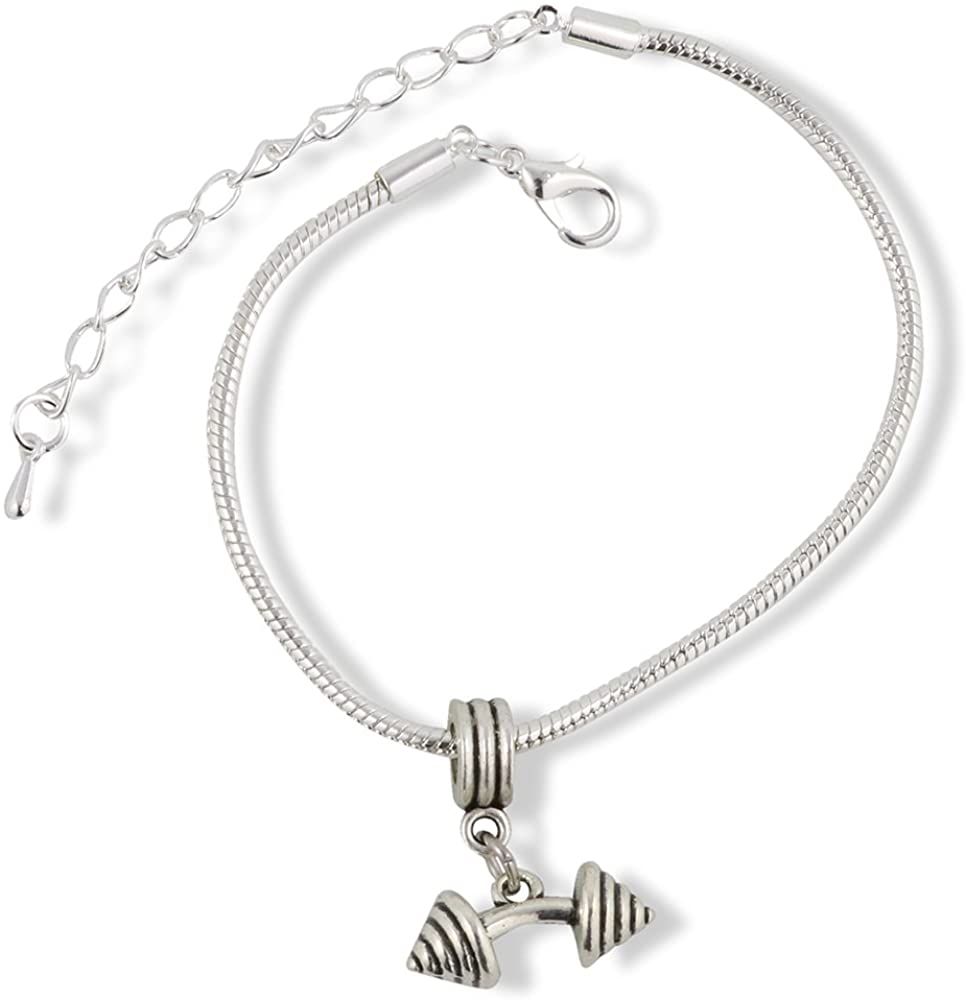 Dumbbell Bracelet Jewelry Jewlry Barbell Fitness Charm Accessories Stuff Gift for Kids Men Women Boys Girls Decor Strength Weight Lifting Bodybuilding Gym Wear Dumbbell Gifts Bent Dumbbell