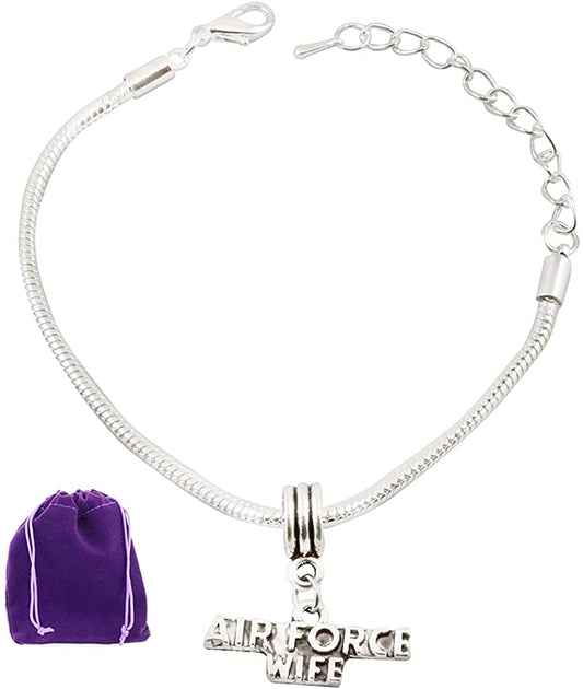 Air Force Wife Snake Chain Charm Bracelet
