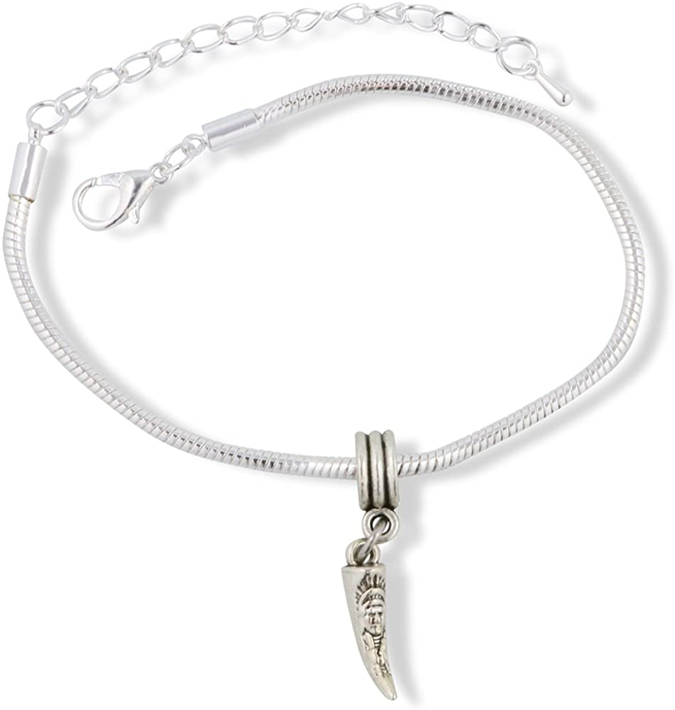 Carved Tusk Snake Chain Charm Bracelet