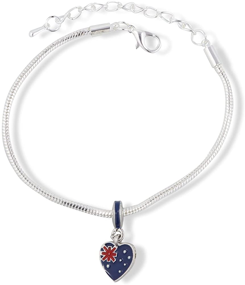 Emerald Park Jewelry Australian Flag Snake Chain Charm Bracelet