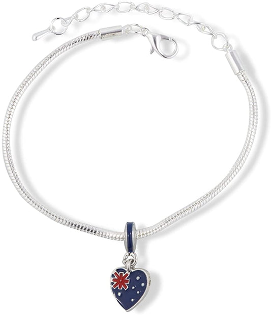 Emerald Park Jewelry Australian Flag Snake Chain Charm Bracelet