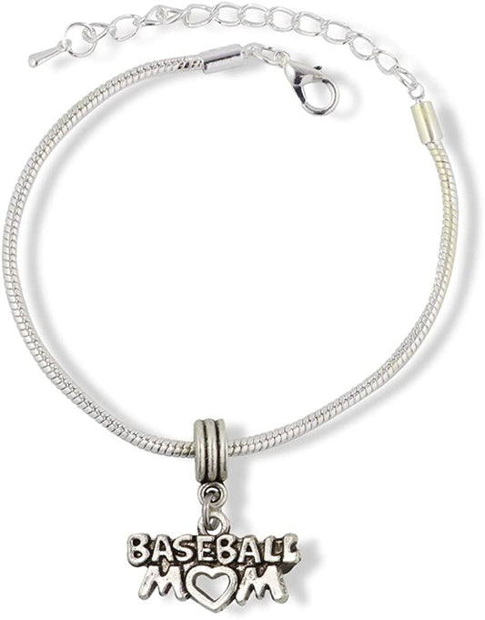 Emerald Park Jewelry Baseball Mom Snake Chain Charm Bracelet