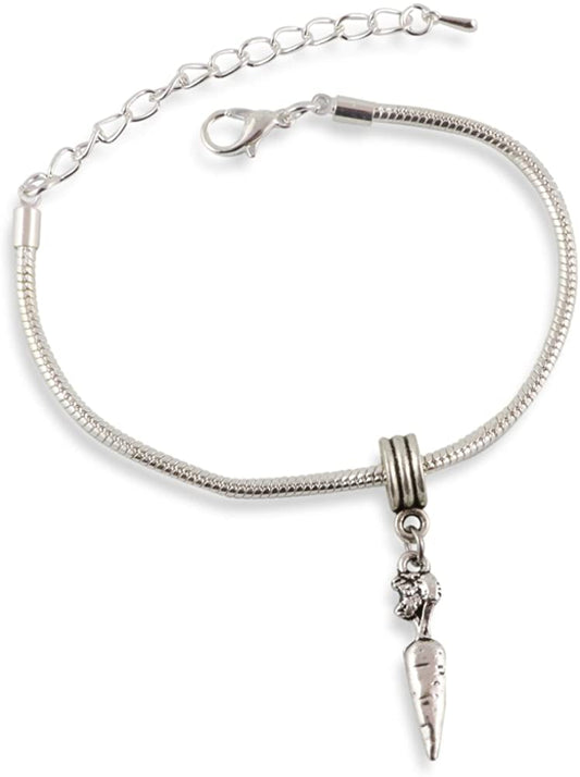 Carrot Vegetable Snake Chain Charm Bracelet