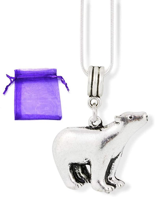 Polar Bear Jewelry for Women | Polar Bear Necklace for Women on a 22 inch Stainless Steel Snake Chain a Great Polar Bear Chain Bear Pendants and Polar Bear Gifts for Women or Men with Great Silver Bear