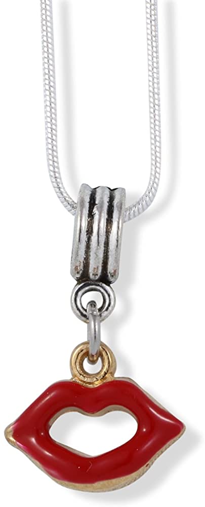 Emerald Park Jewelry Red Lips Charm Snake Chain Necklace