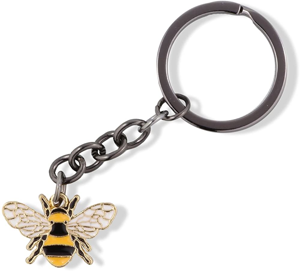 Bumble Bee Keychain | Bee Keychain with Black 1 Inch Ring with a Bumble Bee Charm Great for Women or Men or Anyone that Loves Bumblebee Accessories and Bee Keychains that are Cute Keychains for Women
