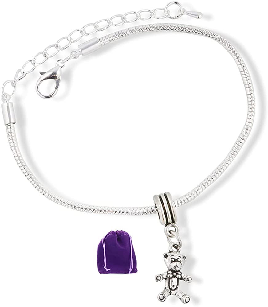 Teddy Bear Bracelet | Stainless Steel Snake Chain Charm Bracelet