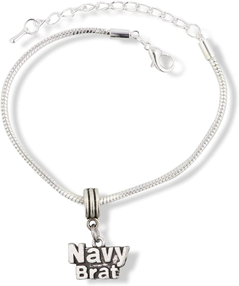 Emerald Park Jewelry Navy Brat Snake Chain Charm Bracelet