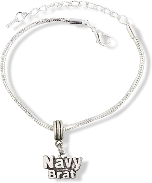 Emerald Park Jewelry Navy Brat Snake Chain Charm Bracelet