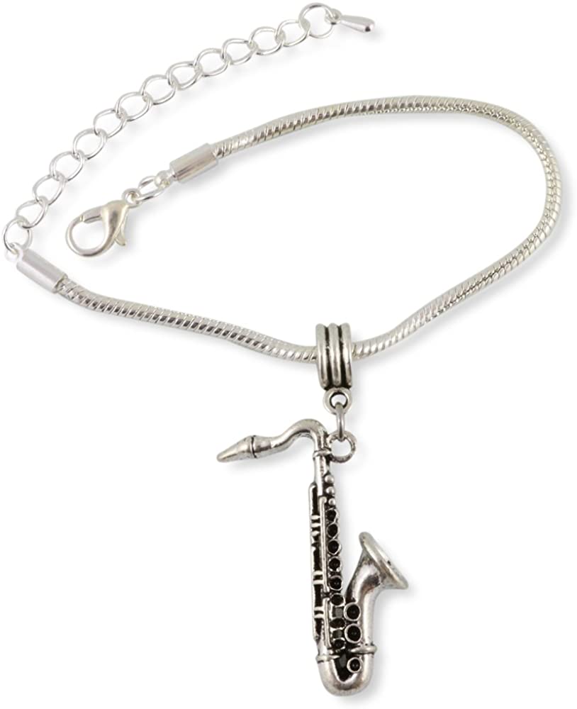 Saxophone Bracelet | Stainless Steel Snake Chain Charm Bracelet